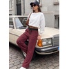 image:imageAleumdr 2026 Fall Womens Color Block Ribbed Lounge Pants with PocketsGrape Wine