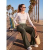 image:imageAleumdr 2026 Fall Womens Color Block Ribbed Lounge Pants with PocketsGreen