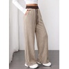 image:imageAleumdr 2026 Fall Womens Color Block Ribbed Lounge Pants with PocketsJet Stream White