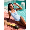 image:imageAleumdr Womens One Piece Swimsuit Ruffle Drawstring Tummy Control SwimwearBlue