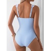 image:imageAleumdr Womens One Piece Swimsuit Ruffle Drawstring Tummy Control SwimwearBlue