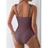 image:imageAleumdr Womens One Piece Swimsuit Ruffle Drawstring Tummy Control SwimwearBrown