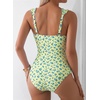 image:imageAleumdr Womens One Piece Swimsuit Ruffle Drawstring Tummy Control SwimwearFloral Yellow