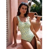 image:imageAleumdr Womens One Piece Swimsuit Ruffle Drawstring Tummy Control SwimwearFloral Yellow