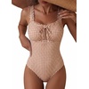 image:imageAleumdr Womens One Piece Swimsuit Ruffle Drawstring Tummy Control SwimwearKhaki