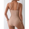 image:imageAleumdr Womens One Piece Swimsuit Ruffle Drawstring Tummy Control SwimwearKhaki