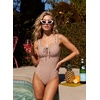 image:imageAleumdr Womens One Piece Swimsuit Ruffle Drawstring Tummy Control SwimwearKhaki