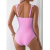 image:imageAleumdr Womens One Piece Swimsuit Ruffle Drawstring Tummy Control SwimwearPink