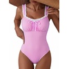 image:imageAleumdr Womens One Piece Swimsuit Ruffle Drawstring Tummy Control SwimwearPink