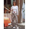 image:imageAleumdr Womens Wide Leg Casual Pants Elastic Waist Flowy Palazzo PantsA3 Grey Maple Leaf