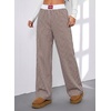 image:imageAleumdr Womens Wide Leg Casual Pants Elastic Waist Flowy Palazzo PantsA5 Light Brown Stripe