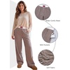 image:imageAleumdr Womens Wide Leg Casual Pants Elastic Waist Flowy Palazzo PantsA5 Light Brown Stripe