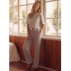 image:imageAleumdr Womens Wide Leg Casual Pants Elastic Waist Flowy Palazzo PantsA5 Light Brown Stripe