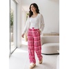 image:imageAleumdr Womens Wide Leg Casual Pants Elastic Waist Flowy Palazzo PantsA6 Rose Red