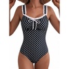 image:imageAleumdr Womens One Piece Swimsuit Ruffle Drawstring Tummy Control SwimwearBlack