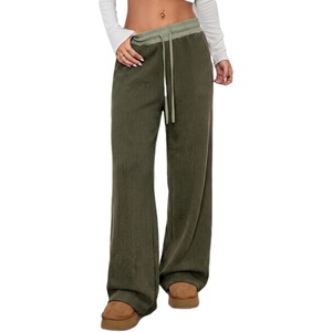 image:imageAleumdr 2026 Fall Womens Color Block Ribbed Lounge Pants with PocketsGreen