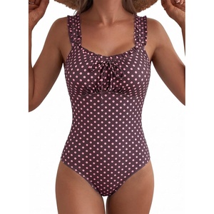 image:imageAleumdr Womens One Piece Swimsuit Ruffle Drawstring Tummy Control SwimwearBrown