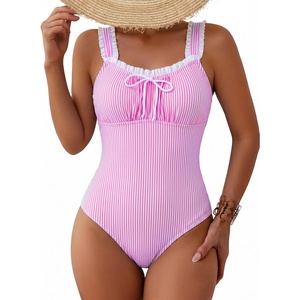 image:imageAleumdr Womens One Piece Swimsuit Ruffle Drawstring Tummy Control SwimwearPink