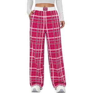 image:imageAleumdr Womens Wide Leg Casual Pants Elastic Waist Flowy Palazzo PantsA6 Rose Red