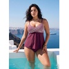 image:imageAleumdr Womens Two Piece Tankini Swimsuit Twist Front Textured Bathing SuitBurgundy