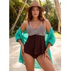 image:imageAleumdr Womens Two Piece Tankini Swimsuit Twist Front Textured Bathing SuitCoffee