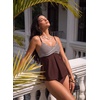 image:imageAleumdr Womens Two Piece Tankini Swimsuit Twist Front Textured Bathing SuitCoffee