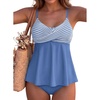 image:imageAleumdr Womens Two Piece Tankini Swimsuit Twist Front Textured Bathing SuitBeau Blue