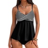 image:imageAleumdr Womens Two Piece Tankini Swimsuit Twist Front Textured Bathing SuitBlack