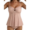 image:imageAleumdr Women Two Piece Tankini Set Ruffle Drawstring Tie 2026 Bathing SuitKhaki