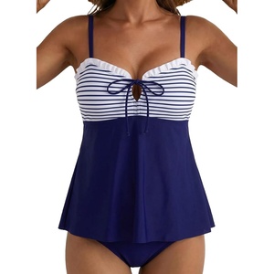 image:imageAleumdr Women Two Piece Tankini Set Ruffle Drawstring Tie 2026 Bathing SuitBlue