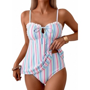 image:imageAleumdr Women Two Piece Tankini Set Ruffle Drawstring Tie 2026 Bathing SuitMulticolor