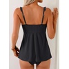 image:imageAleumdr Womens Ruffle Textured Tankini Swimsuits Tummy Control SwimwearBlack