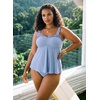 image:imageAleumdr Womens Ruffle Textured Tankini Swimsuits Tummy Control SwimwearBlue Myosotis