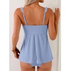 image:imageAleumdr Womens Ruffle Textured Tankini Swimsuits Tummy Control SwimwearBlue Myosotis