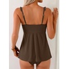 image:imageAleumdr Womens Ruffle Textured Tankini Swimsuits Tummy Control SwimwearBrown