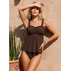 image:imageAleumdr Womens Ruffle Textured Tankini Swimsuits Tummy Control SwimwearBrown