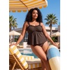 image:imageAleumdr Womens Ruffle Textured Tankini Swimsuits Tummy Control SwimwearBrown