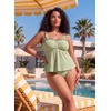 image:imageAleumdr Womens Ruffle Textured Tankini Swimsuits Tummy Control SwimwearGreen