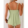 image:imageAleumdr Womens Ruffle Textured Tankini Swimsuits Tummy Control SwimwearGreen