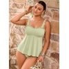image:imageAleumdr Womens Ruffle Textured Tankini Swimsuits Tummy Control SwimwearGreen