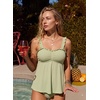 image:imageAleumdr Womens Ruffle Textured Tankini Swimsuits Tummy Control SwimwearGreen