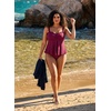 image:imageAleumdr Womens Ruffle Textured Tankini Swimsuits Tummy Control SwimwearRed