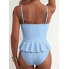 image:imageAleumdr Womens One Piece Swimsuit Striped Ruffle Tummy Control Bathing SuitBlue