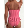 image:imageAleumdr Womens One Piece Swimsuit Striped Ruffle Tummy Control Bathing SuitRed