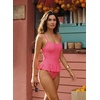 image:imageAleumdr Womens One Piece Swimsuit Striped Ruffle Tummy Control Bathing SuitRed