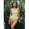 image:imageAleumdr Womens One Piece Swimsuit Striped Ruffle Tummy Control Bathing SuitYellow