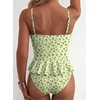 image:imageAleumdr Womens One Piece Swimsuit Striped Ruffle Tummy Control Bathing SuitYellow