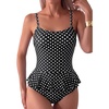 image:imageAleumdr Womens One Piece Swimsuit Striped Ruffle Tummy Control Bathing SuitBlack