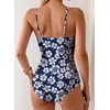 image:imageAleumdr Women One Piece Swimsuit Ruffle Printed Tummy Control Swimwear 2026Blue