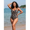 image:imageAleumdr Women One Piece Swimsuit Ruffle Printed Tummy Control Swimwear 2026Brown